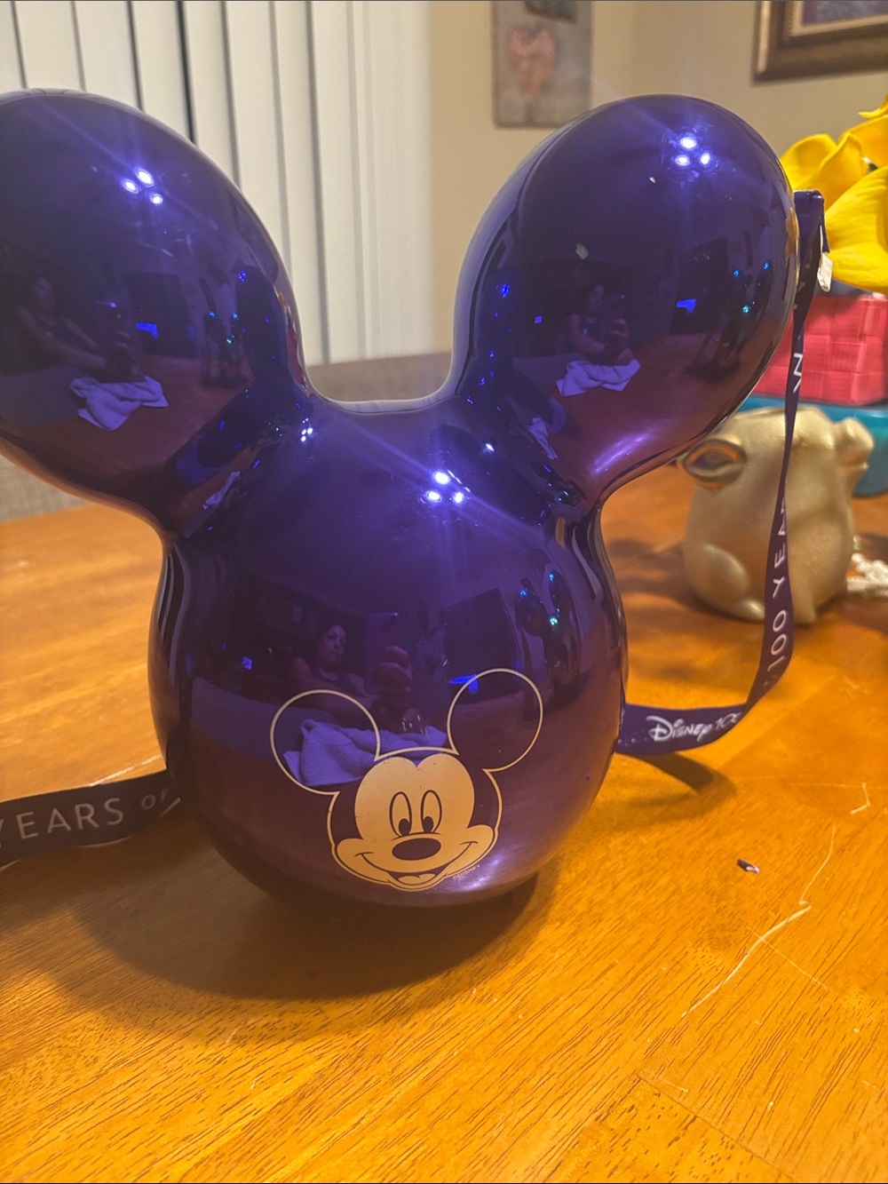 Disney 100Yrs Purple Mickey Head Snack Holder with Strap collectible